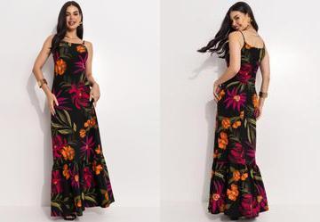 Vestido Floral Preto