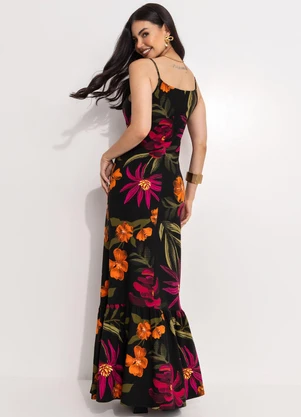 Quintess - Vestido Floral Preto - QUINTESS