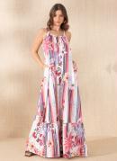 VESTIDO (FLORAL ROSA) COM BOLSOS FUNCIONAIS