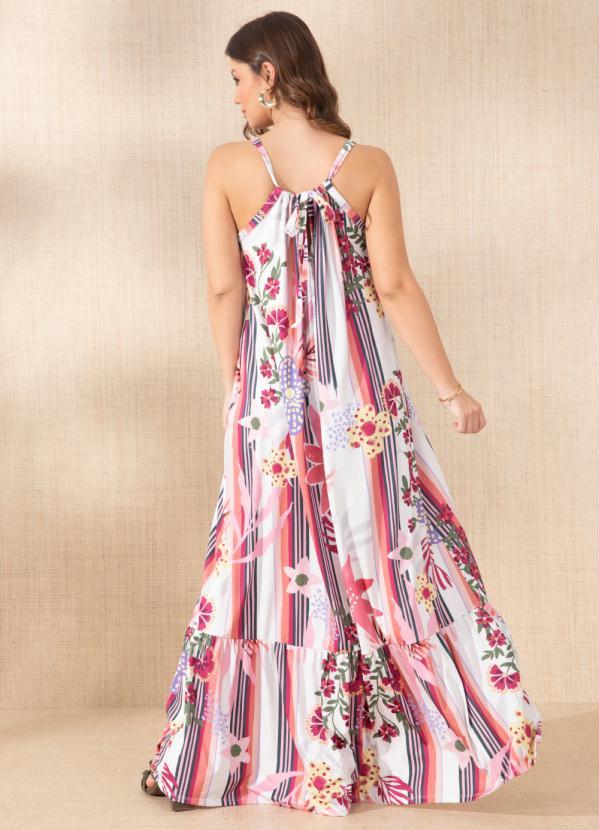 Quintess - Vestido Floral Rosa com Bolsos Funcionais 4