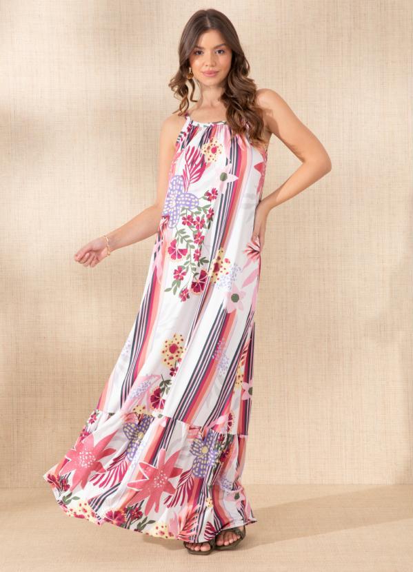 Quintess - Vestido Floral Rosa com Bolsos Funcionais 3