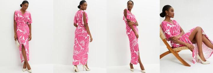 Vestido Floral Rosa em Malha Fria