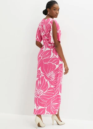 bonprix - Vestido Floral Rosa em Malha Fria - BONPRIX