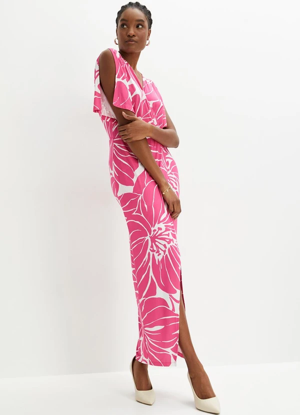 bonprix - Vestido Floral Rosa em Malha Fria 3