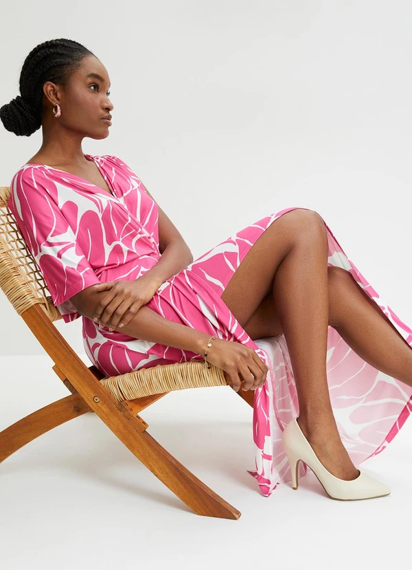 bonprix - Vestido Floral Rosa em Malha Fria 4