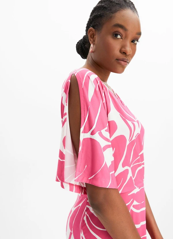 bonprix - Vestido Floral Rosa em Malha Fria 5