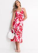Vestido Floral Rosa em Malha Texturizada