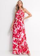 Vestido Floral Rosa em Malha Texturizada