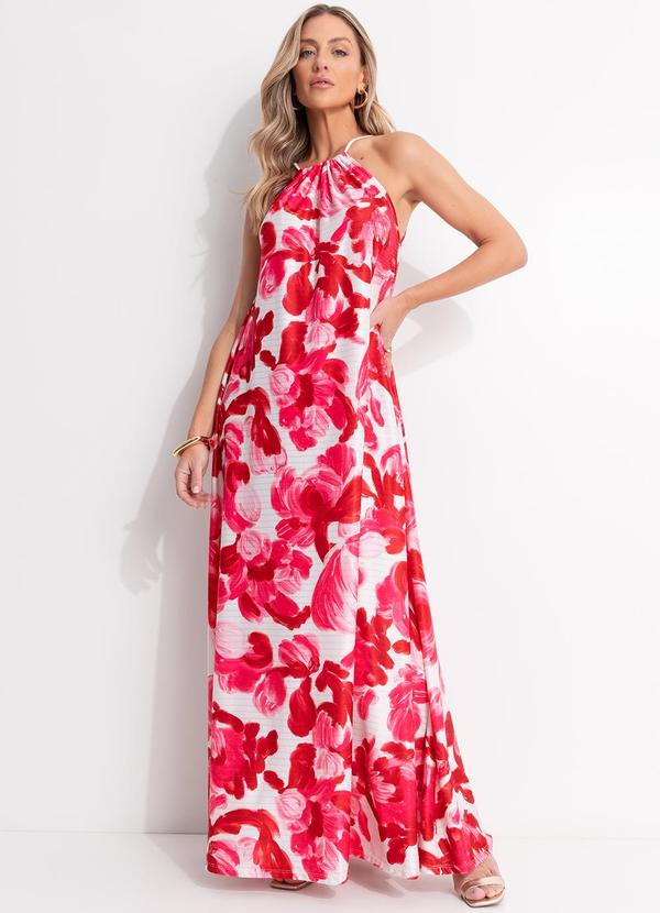 Vestido (Floral Rosa) em Malha Texturizada