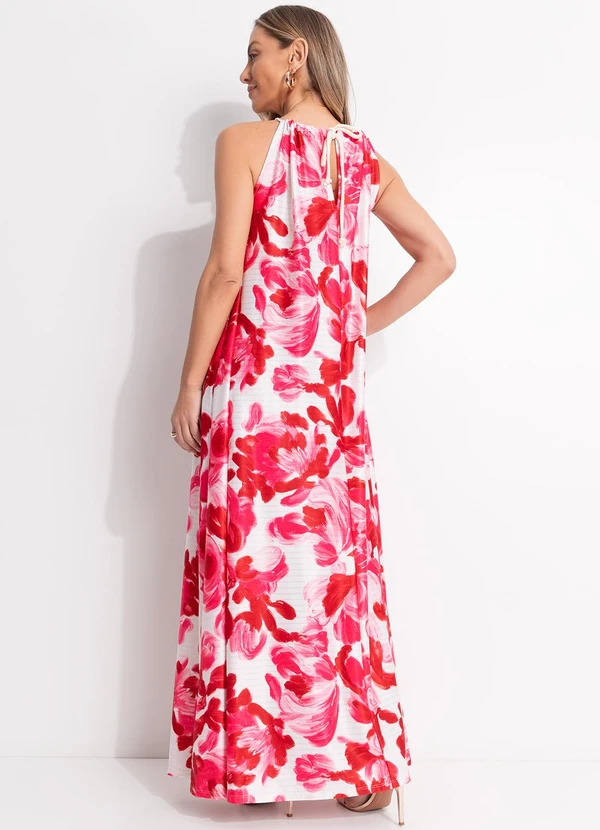 Quintess - Vestido Longo Floral Soltinho com Decote Halter e Amarração 2