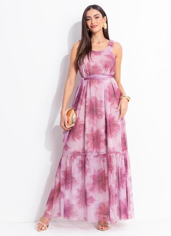 Vestido (Floral Rosa) em Tule