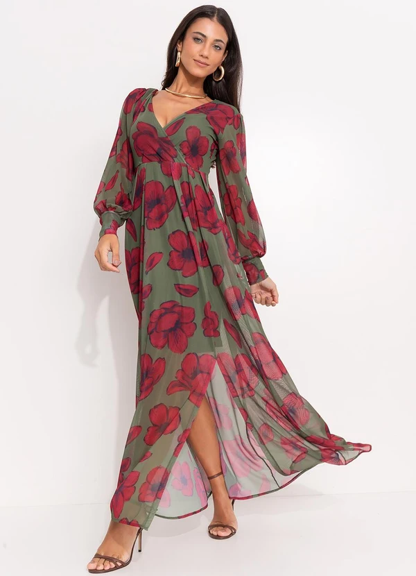 Quintess - Vestido Floral Silvestre em Tule