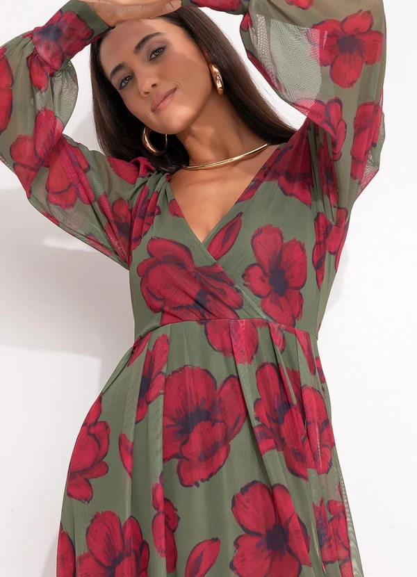 Quintess - Vestido Floral Silvestre em Tule