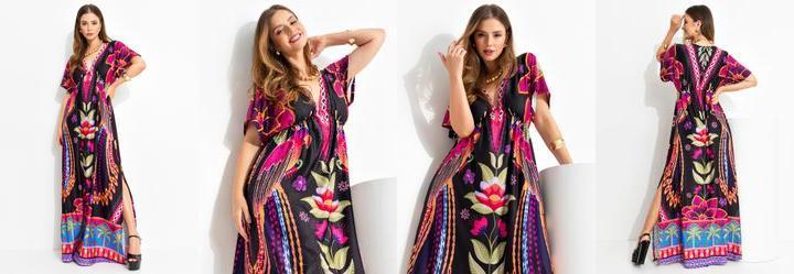 Vestido Floral Tropical em Malha Fria
