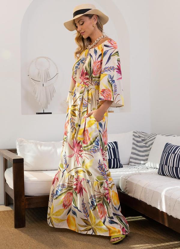 Quintess - Vestido Floral Tropical em Viscose Plana 3