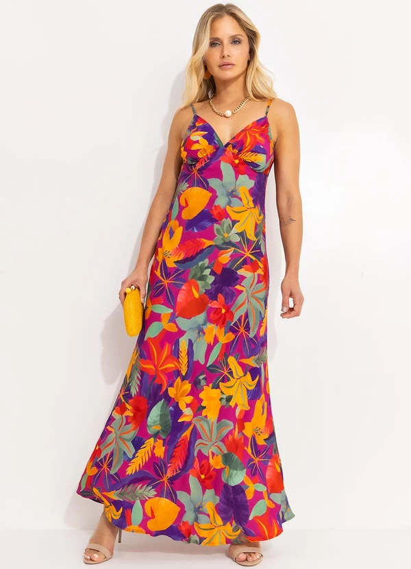 Farm - Vestido Floral Tropical Roxo