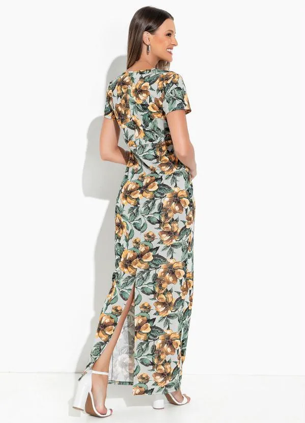 Rosalie - Vestido Floral Verde com Fenda 2
