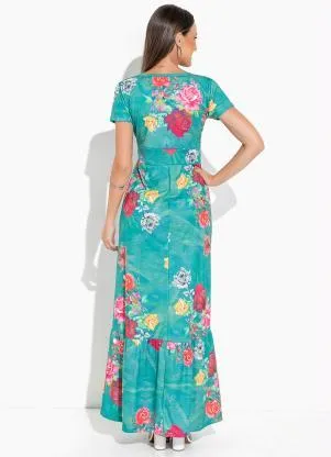 Rosalie - Vestido Floral Verde Longo - ROSALIE