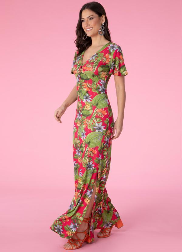 Vestido (Floral Vermelho) com Detalhe de Argola