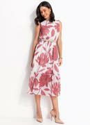 Vestido Floral Vermelho em Tecido Chiffon