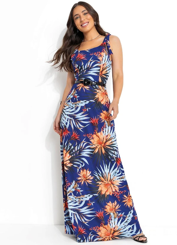 Moda Pop - Vestido Floral Vibrante em Malha