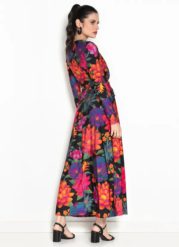 Farm - Vestido Florescente em Poliamida Rosa 2