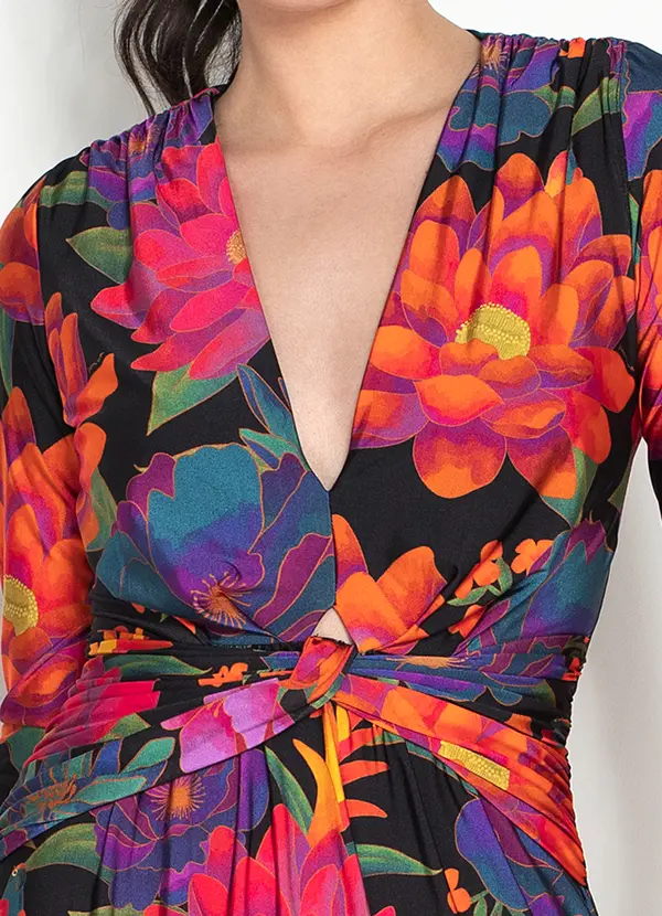 Farm - Vestido Florescente em Poliamida Rosa 3