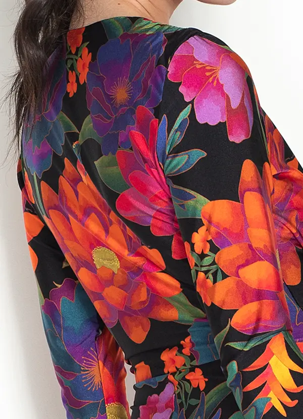 Farm - Vestido Florescente em Poliamida Rosa 4