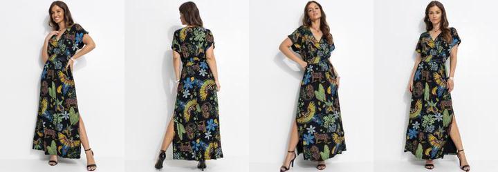 Vestido Floresta Preta em Malha de Viscose