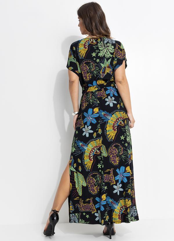 Quintess - Vestido Floresta Preta em Malha de Viscose 2