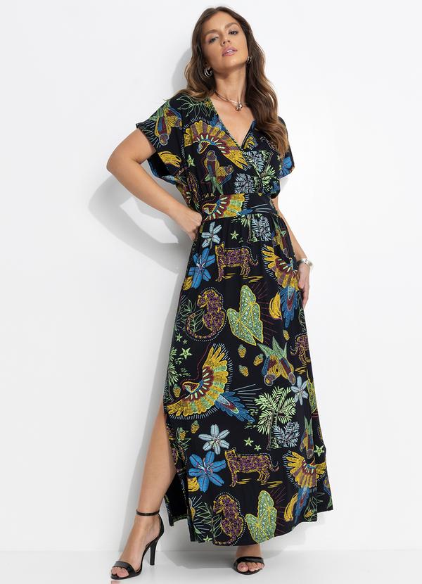 Quintess - Vestido Floresta Preta em Malha de Viscose 4