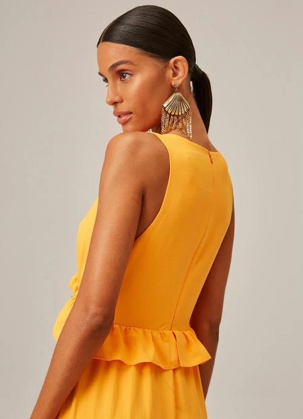 Lança Perfume - Vestido Fluido de Crepe com Decote V Laranja 2