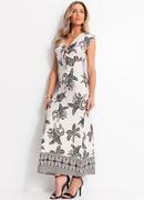 Vestido Folhagem Barrada em Malha de Viscose