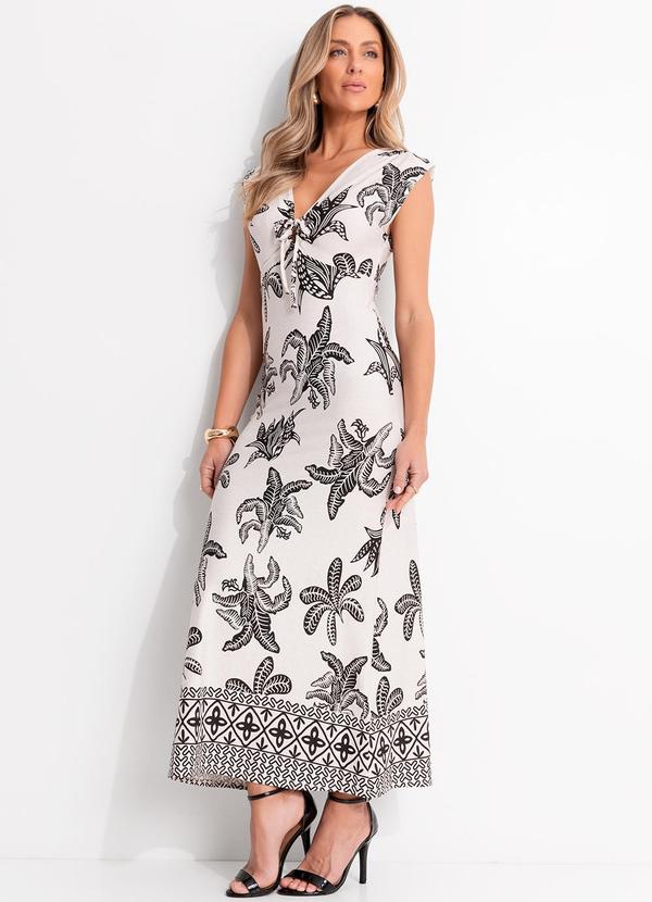 Vestido (Folhagem Barrada) em Malha de Viscose