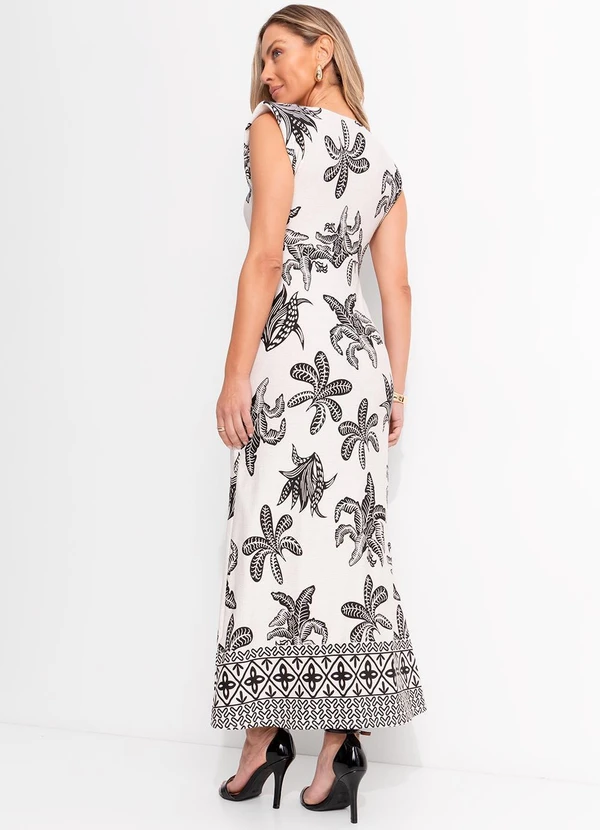 Quintess - Vestido Folhagem Barrada em Malha de Viscose 7