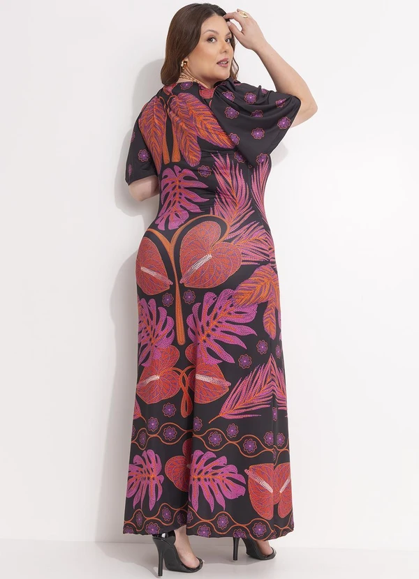 Quintess - Vestido Folhagem Barrada em Malha Fria 11