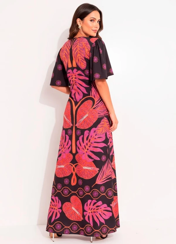 Quintess - Vestido Folhagem Barrada em Malha Fria 6