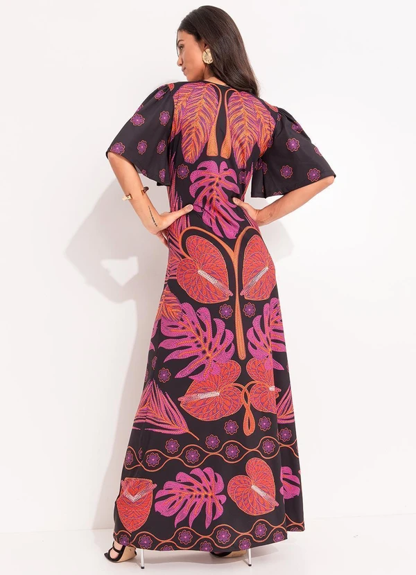 Quintess - Vestido Folhagem Barrada em Malha Fria 8