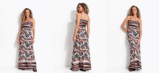 Vestido Folhagem Barrado em Malha Texturizada