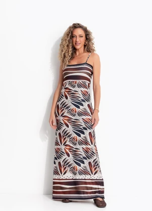 Quintess - Vestido Folhagem Barrado em Malha Texturizada - QUINTESS