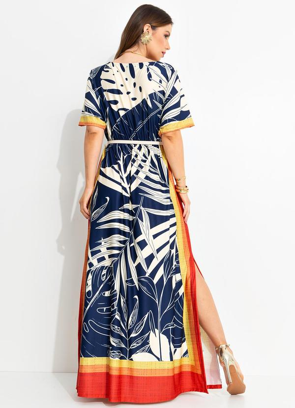 Quintess - Vestido Folhagem Bege em Malha Fria 2