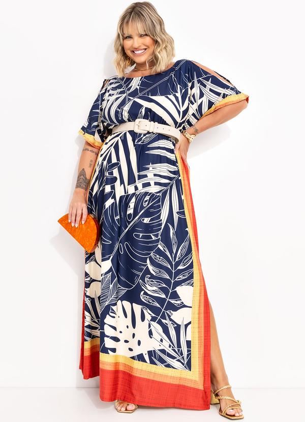 Quintess - Vestido Folhagem Bege em Malha Fria 4