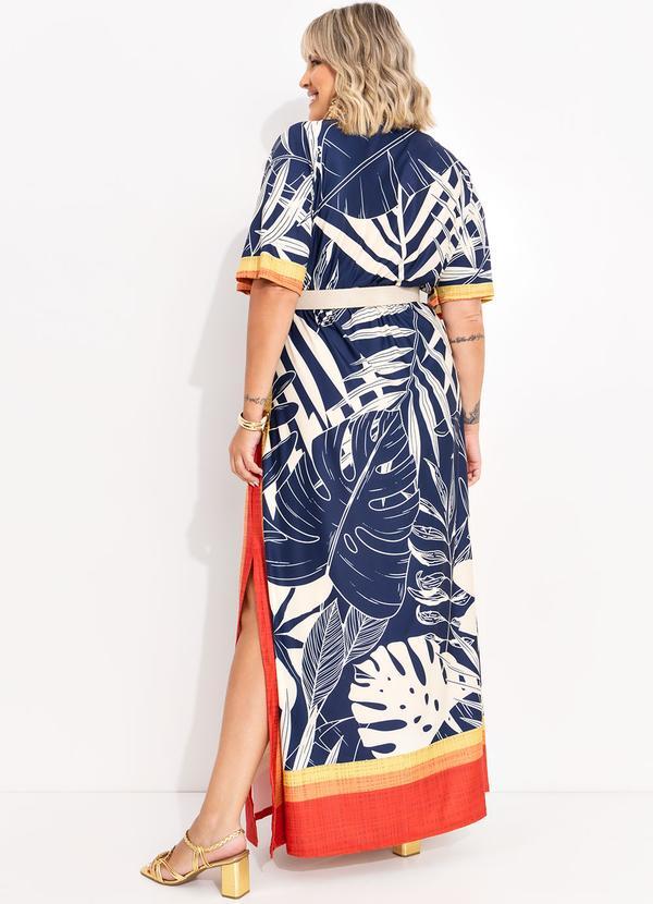 Quintess - Vestido Folhagem Bege em Malha Fria 5