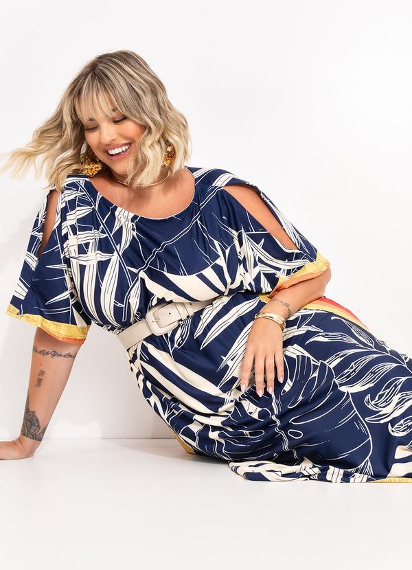 Quintess - Vestido Folhagem Bege em Malha Fria 7