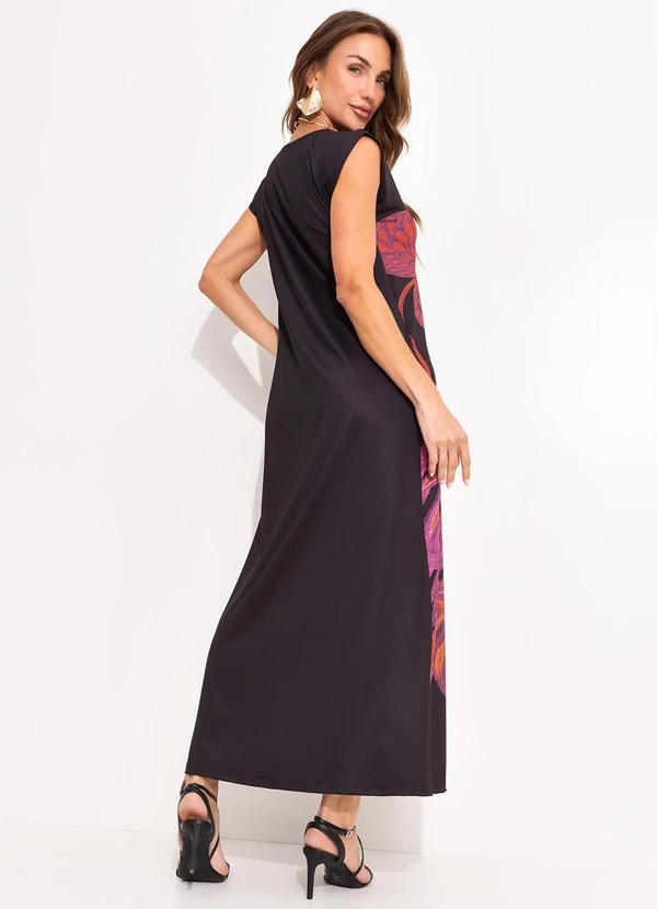 Quintess - Vestido Folhagem Bordada Localizada em Malha Fri 2