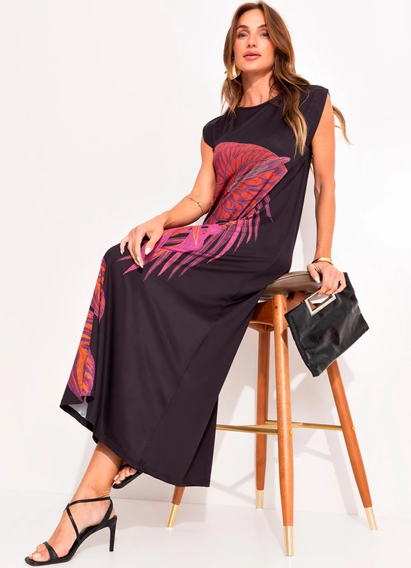 Quintess - Vestido Folhagem Bordada Localizada em Malha Fri 4