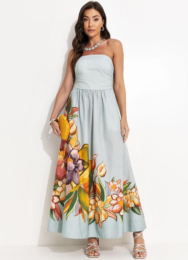 Farm Vestido Folhagem de Inverno Azul