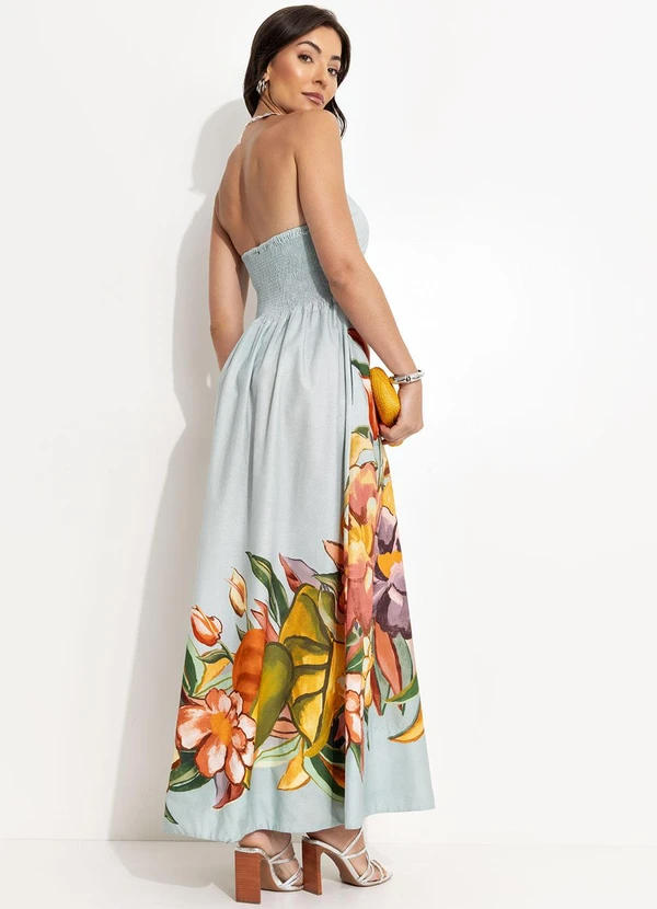 Farm - Vestido Folhagem de Inverno Azul 2