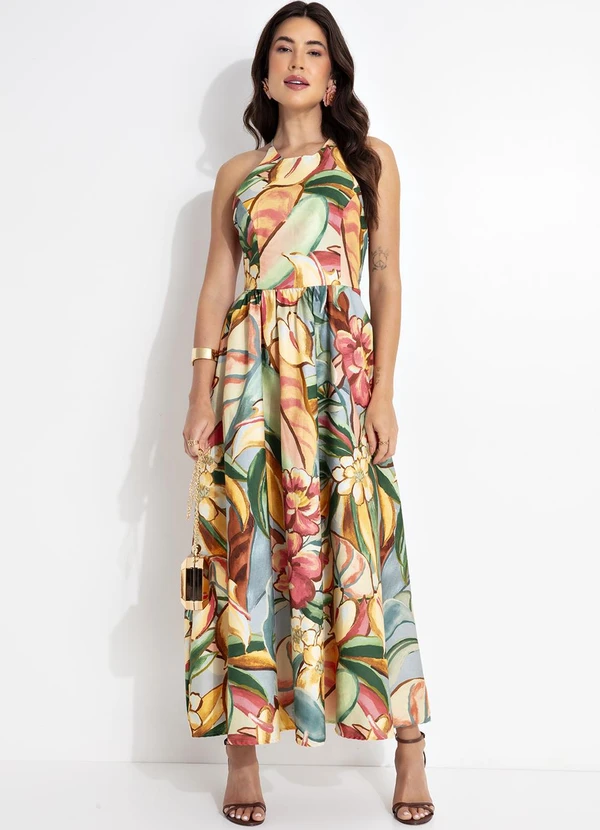 Farm Vestido Folhagem de Inverno Verde