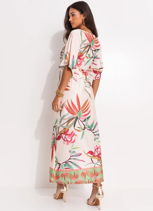 Quintess - Vestido Folhagem Off White em Malha Fria 2